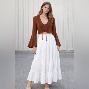 Vintage Y2K Flare Sleeve Top Women Small Whimsigoth Boho Fairy Peasant Bell 90s